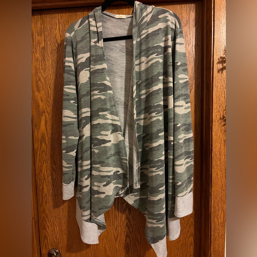 Camouflage Camo Hoodie open front Cardigan Lounge & Gym Wear Top Jacket XXL